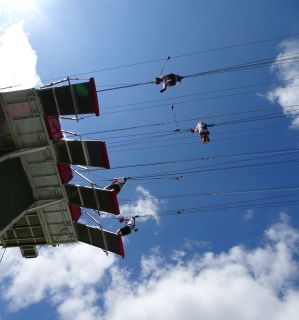 Two Steel Fabricated Zip Line Towers