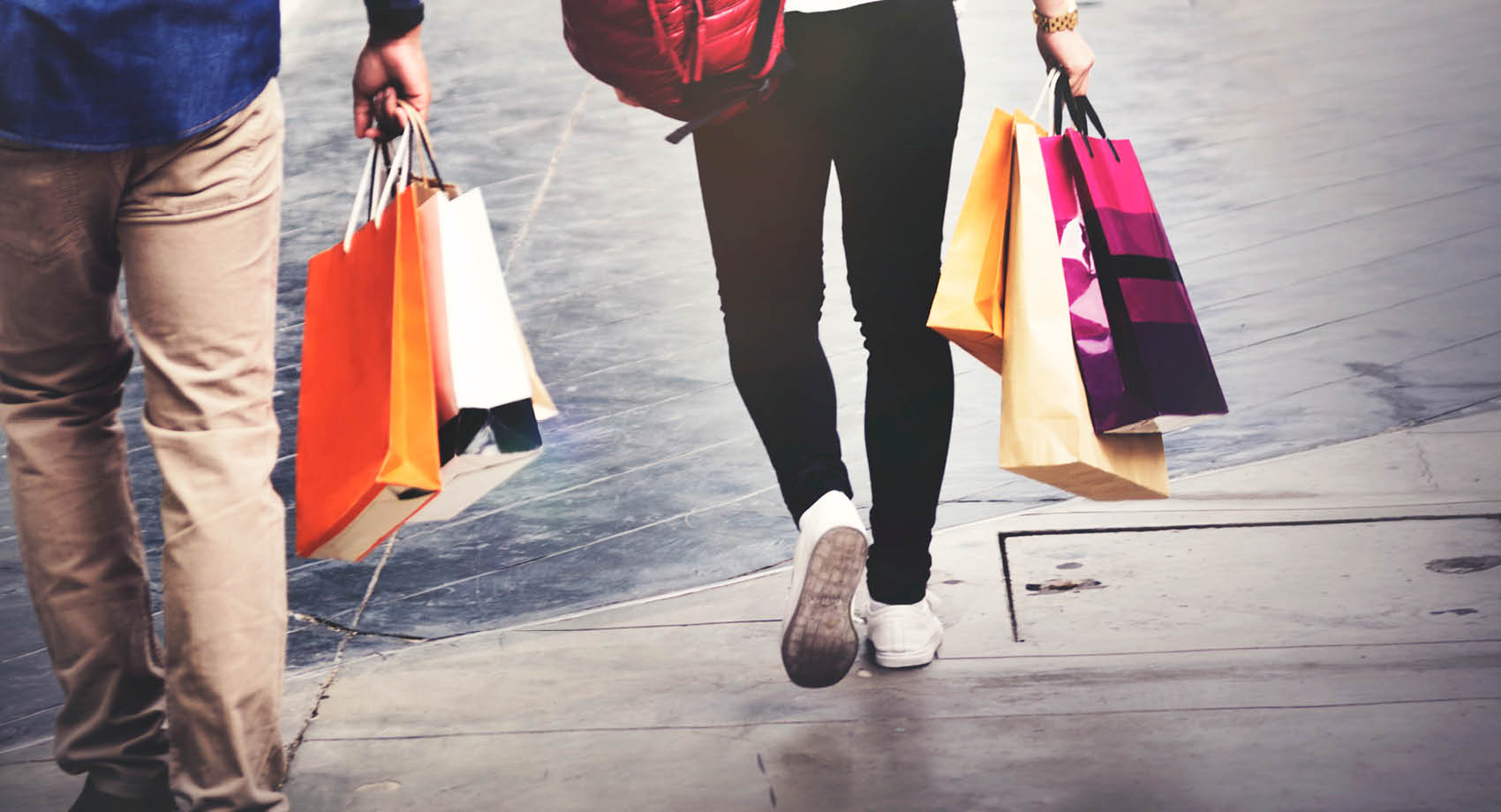 People shopping with bags